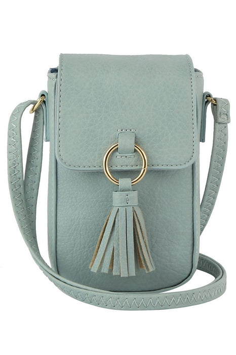 Tassel Ring Flap Cell Phone Crossbody Bag Wallet