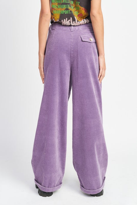 WIDE LEG CORDUROY PANTS WITH POCKETS