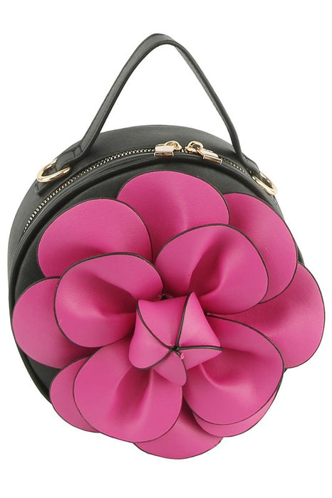 Fashion 3D Flower Round Crossbody Bag