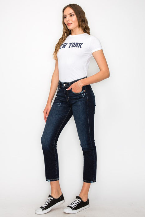 HIGH RISE SKINNY STRAIGHT JEANS