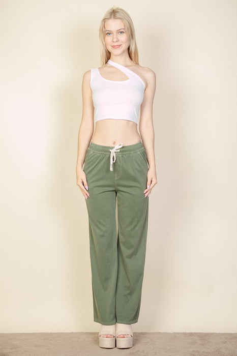 Knit Twill Drawstring Side Pocket Pants