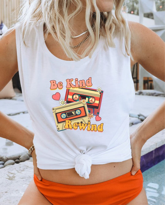 Be Kind Rewind Graphic Print Muscle Tank