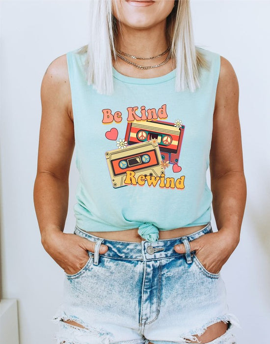 Be Kind Rewind Graphic Print Muscle Tank