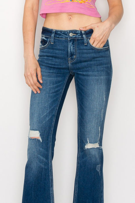 LOW RISE STRETCH VINTAGE FLARE JEANS