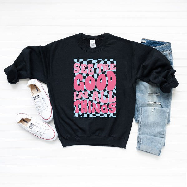 See The Good Checkered Graphic Sweatshirt