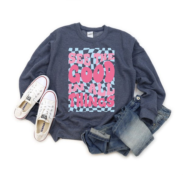 See The Good Checkered Graphic Sweatshirt