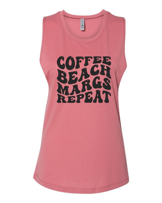 Coffee Beach Margs Repeat Graphic Muscle Tank