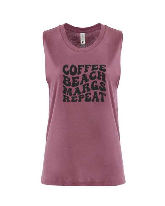 Coffee Beach Margs Repeat Graphic Muscle Tank