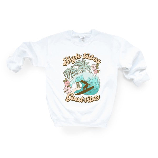 High Tides Good Vibes Wave Graphic Sweatshirt