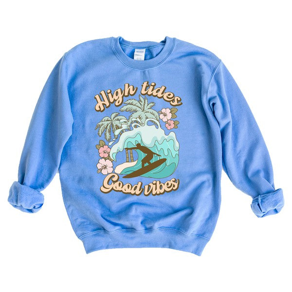 High Tides Good Vibes Wave Graphic Sweatshirt