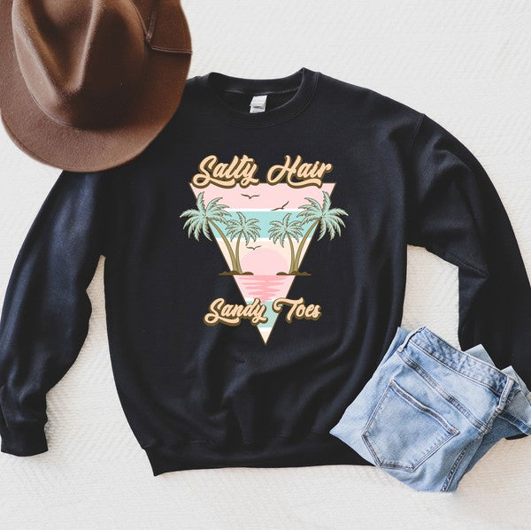 Salty Hair Sandy Toes Triangle Graphic Sweatshirt