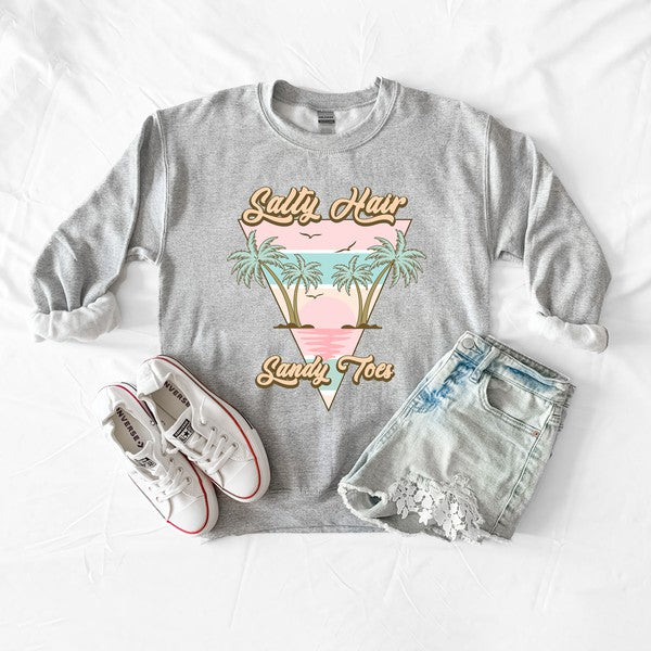 Salty Hair Sandy Toes Triangle Graphic Sweatshirt