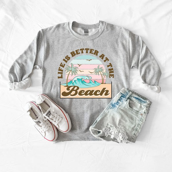 Better At The Beach Wave Graphic Sweatshirt