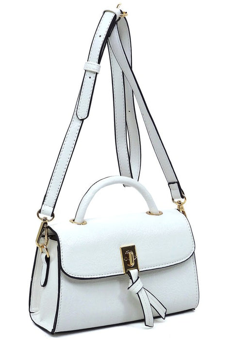 Twist Lock Flap Satchel Crossbody Bag