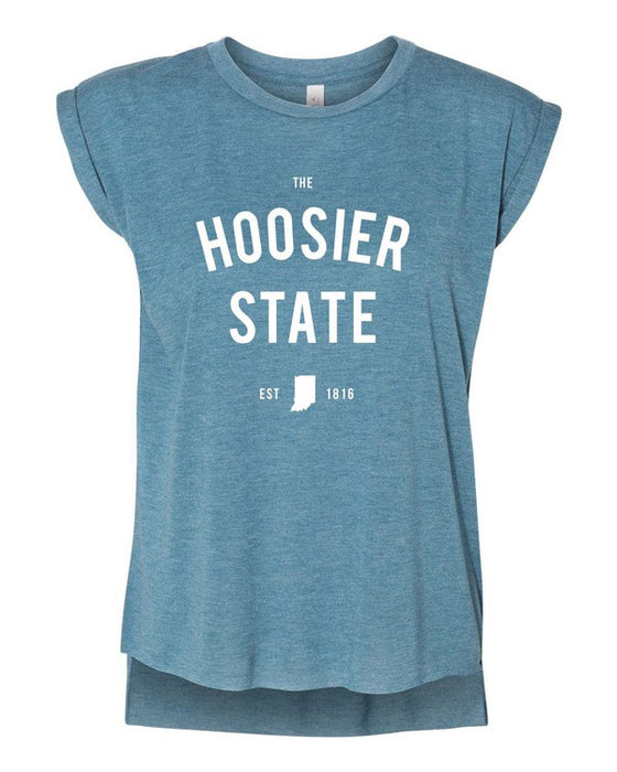 The Hoosier State Indiana Graphic Rolled Cuff Tank