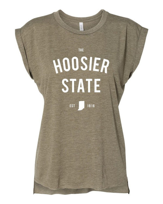 The Hoosier State Indiana Graphic Rolled Cuff Tank