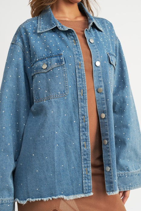 OVERSIZED RHINESTONE DENIM JACKET