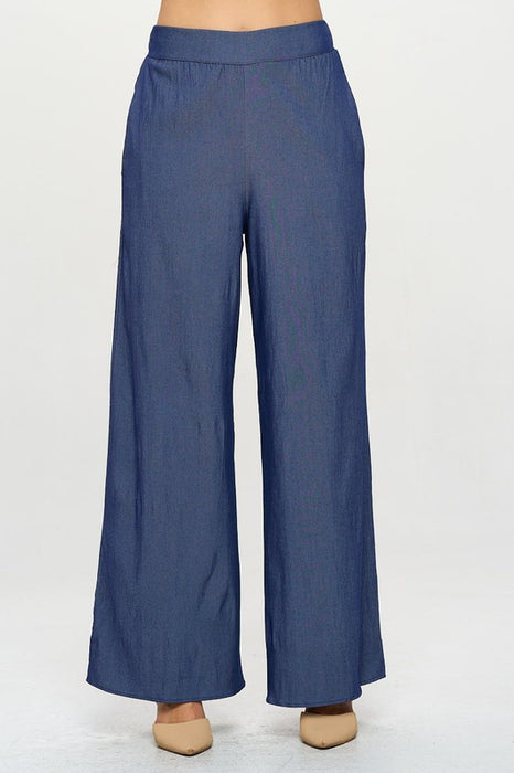 Tencel Straight Leg Pants with Side Pockets