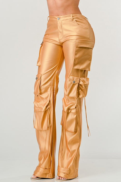 ATHINA FAMOUS PU LEATHER CARGO PANTS