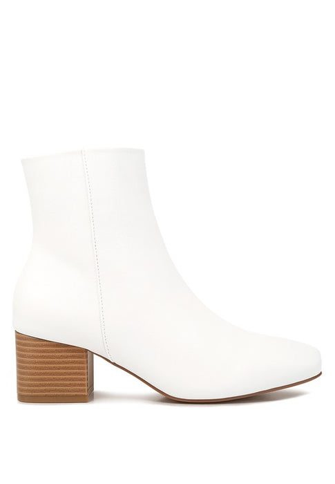 Davia Leather Square Toe Ankle Boots