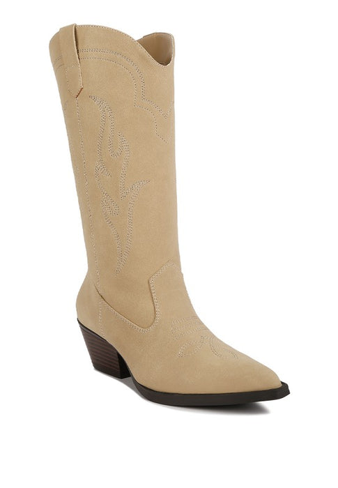 Ginni Embroidered Calf Boots