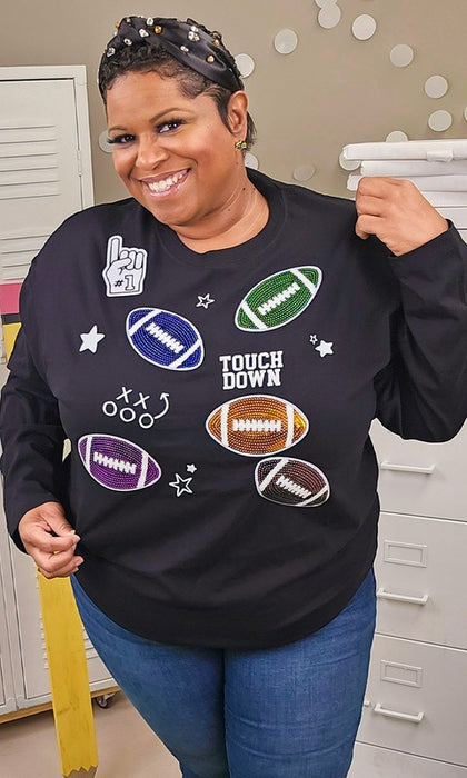 Football Sparkle Boyfriend Long Sleeve