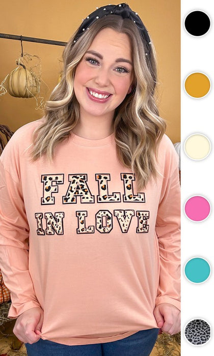 Leopard Ideal Chenille Fall in Love BF LS T-Shirt