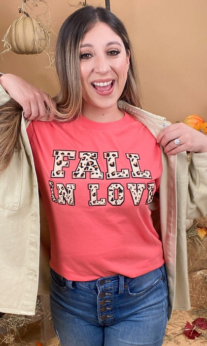 Leopard Ideal Chenille Fall in Love Graphic TShirt