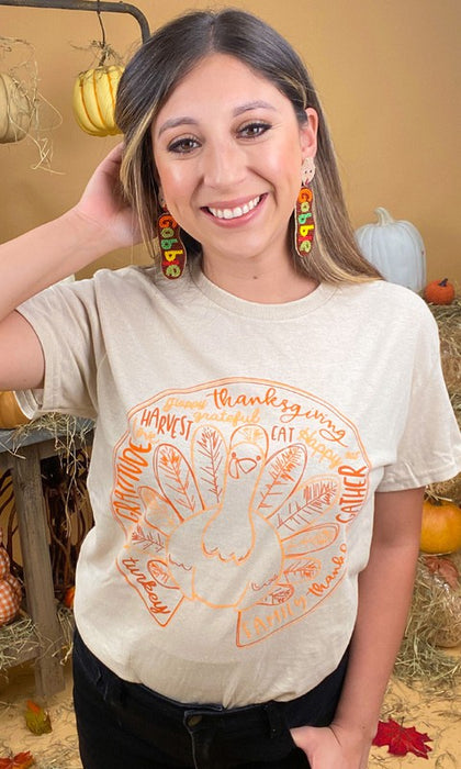 Sketch Turkey Thanksgiving Graphic T-Shirt