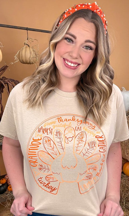 Sketch Turkey Thanksgiving Graphic T-Shirt