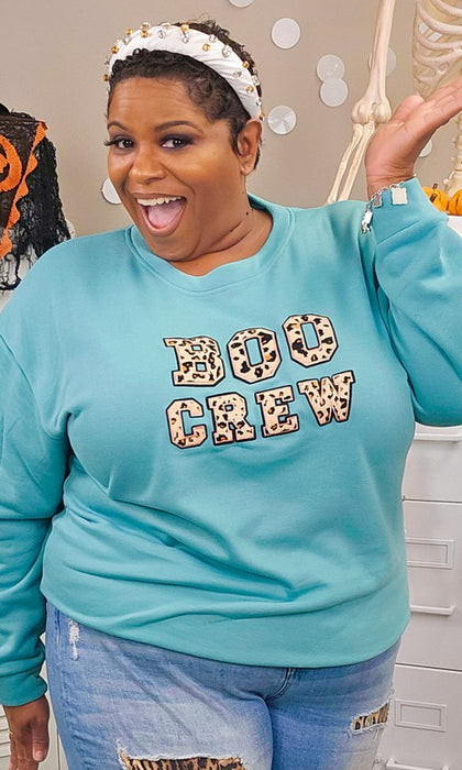 Leopard Ideal Chenille Boo Crew Graphic Sweatshirt