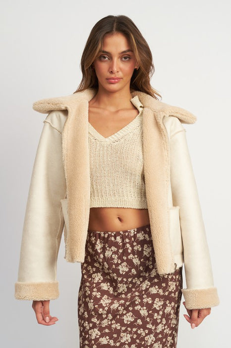 RIVERSIBLE FUR CROPPED JACKET