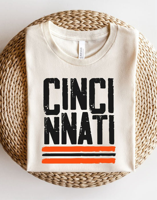 Cincinnati Orange Black Graphic Short Sleeve Tee