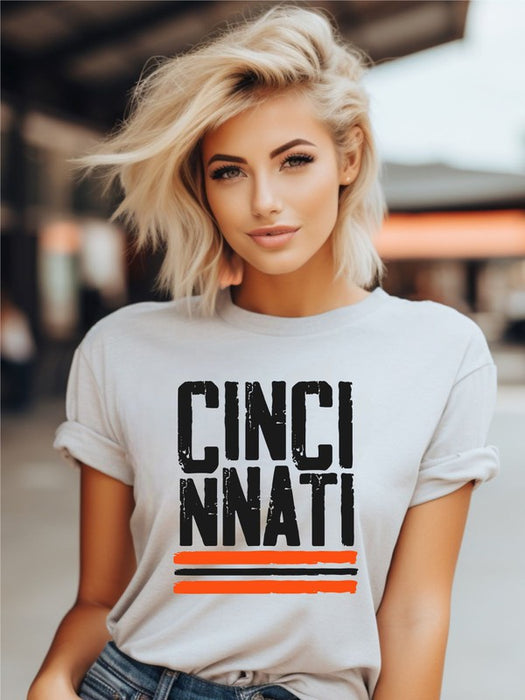 Cincinnati Orange Black Graphic Short Sleeve Tee