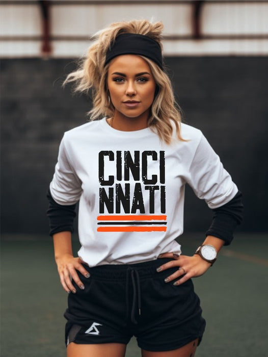 Cincinnati Orange Black Graphic Short Sleeve Tee