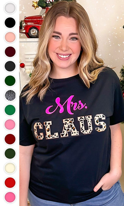 Leopard Ideal Chenille Mrs. Claus Graphic T-Shirt