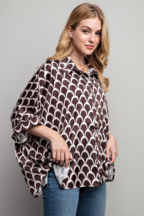 LIGHT SATIN PRINT BUTTON DOWN SHIRT