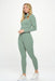 2 Piece Ribbed Seamless Long Sleeve Zip Jacket set - E2G World