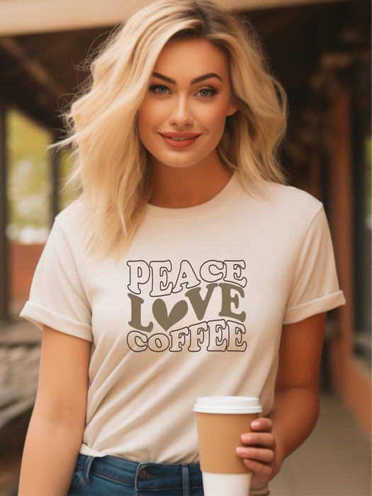 Peace Love Coffee with Heart Graphic Tee