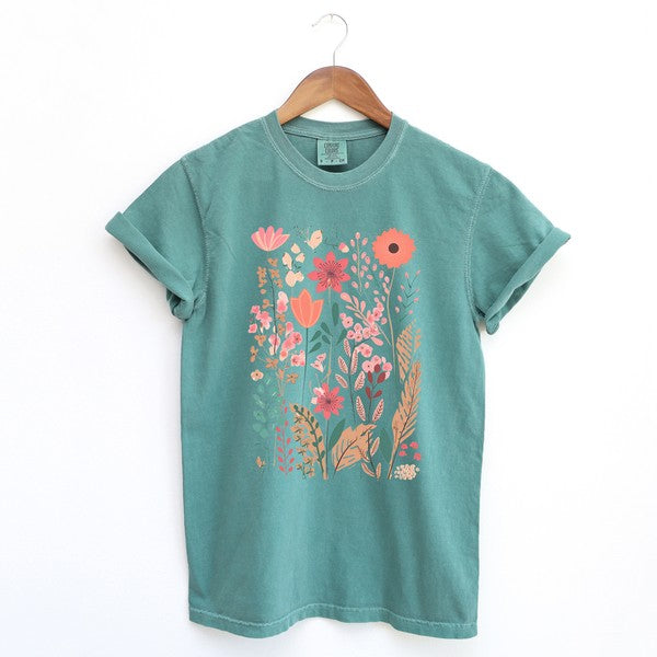 Pastel Wildflowers Garment Dyed Tee