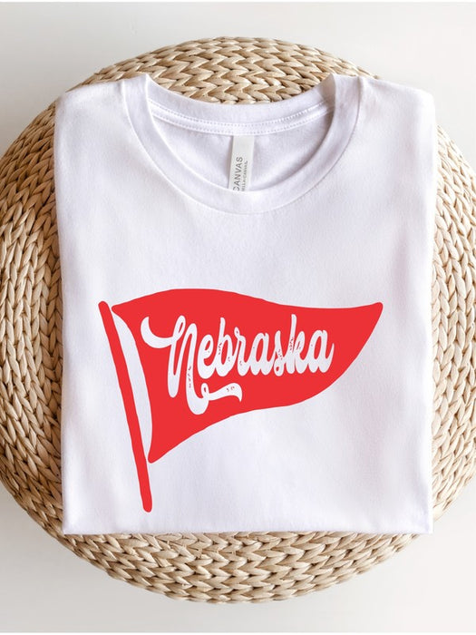 Nebraska Pennant Graphic Crew Neck Tee