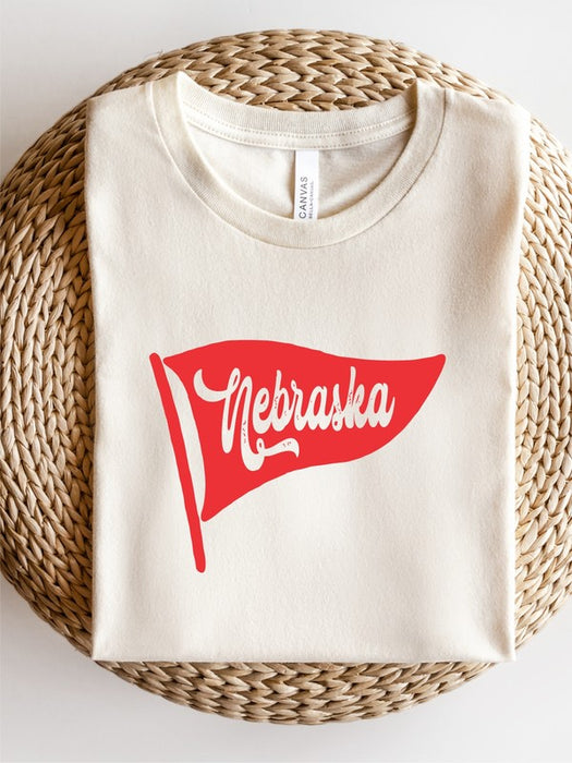 Nebraska Pennant Graphic Crew Neck Tee