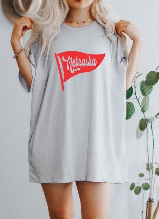 Nebraska Pennant Graphic Crew Neck Tee