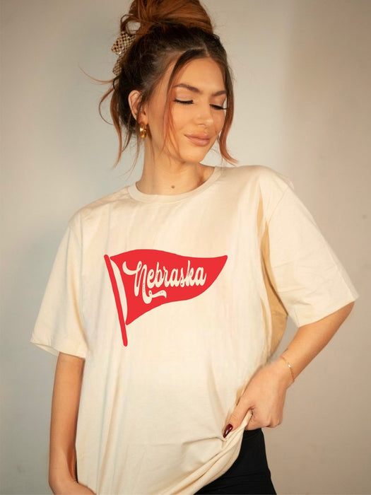 Nebraska Pennant Graphic Crew Neck Tee