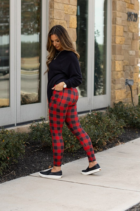 Red & Black Plaid Leggings