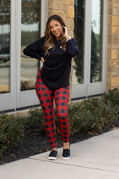 Red & Black Plaid Leggings