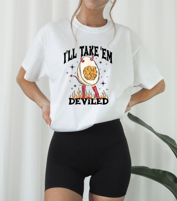 I'll Take Them Deviled Graphic Crew Neck Tee