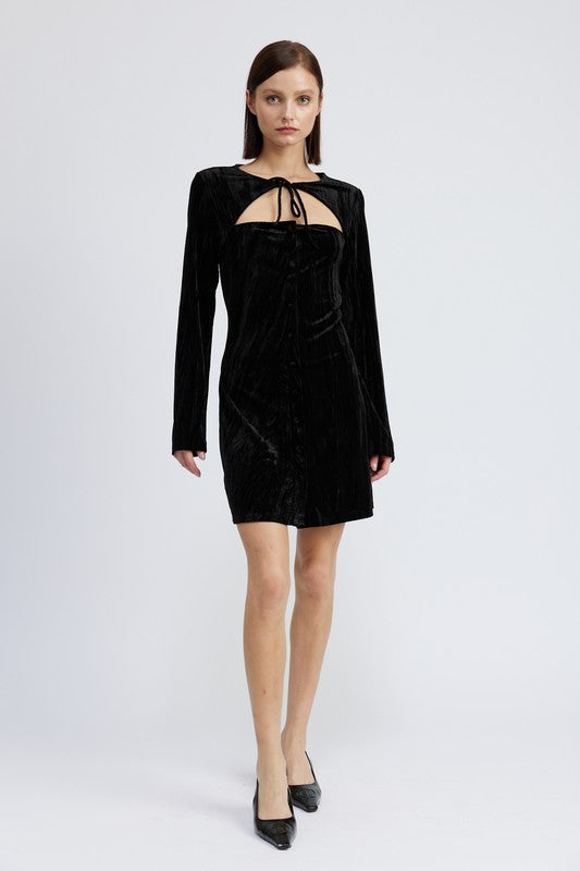 LONG SLEEVE MINI SUEDE DRESS — E2G World