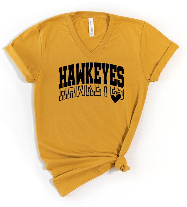 Hawkeyes Heart V-Neck Boutique Style Tee