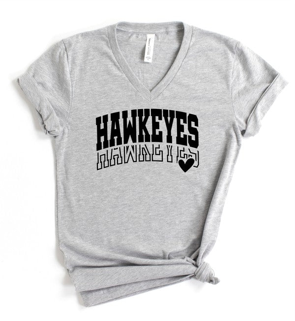 Hawkeyes Heart V-Neck Boutique Style Tee